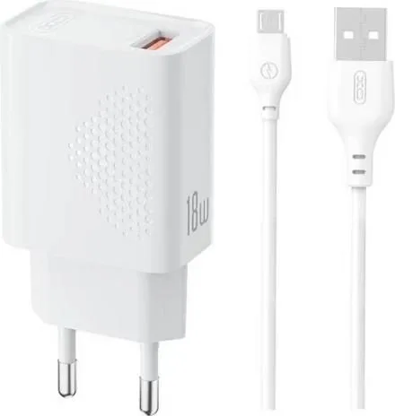 XO L159, φορτιστής, 1 θύρα, με καλώδιο Micro USB, 18W, ΛΕΥΚΟΣ — εικόνα 2