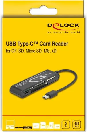 DELOCK card reader 91739 για micro SD/SD/CF/MS/xD, USB-C, μαύρο — εικόνα 2