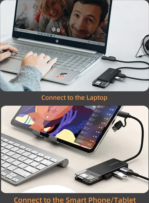 CABLETIME USB hub CT-HUBT3-PB, 4x θυρών, 5Gbps, USB/USB-C σύνδεση, μαύρο — εικόνα 2