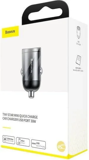 BASEUS Tiny Star Mini, φορτιστής ΑΥΤΟΚΙΝΗΤΟΥ ΓΡΗΓΟΡΗΣ φόρτισης, 1 θύρα, 30W, γκρι — εικόνα 3