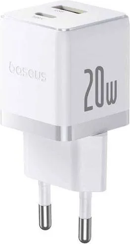 BASEUS Palm, φορτιστής ΓΡΗΓΟΡΗΣ φόρτισης, 2 ΘΥΡΕΣ, 20W, ΛΕΥΚΟΣ — εικόνα 2