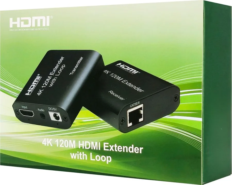 POWERTECH HDMI video extender CAB-H195 μέσω καλωδίου RJ45, 4K/30Hz, με loop, έως 120m — εικόνα 6