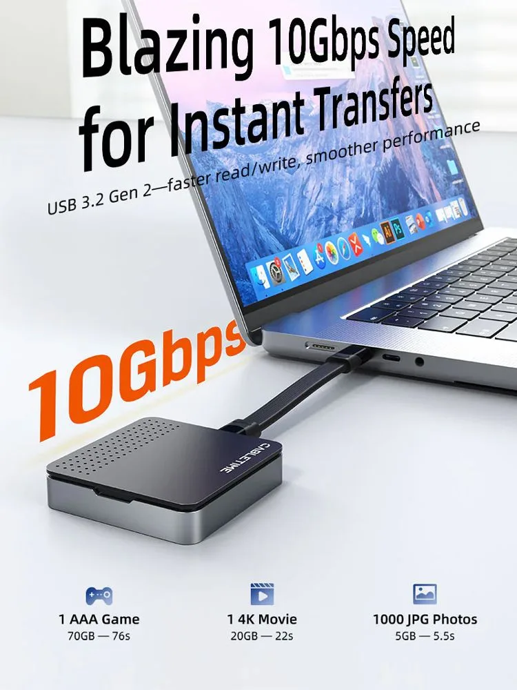 CABLETIME θήκη για M.2 NVME SSD CT-SSD04-AG, μαγνητική, 10Gbps, γκρι — εικόνα 4