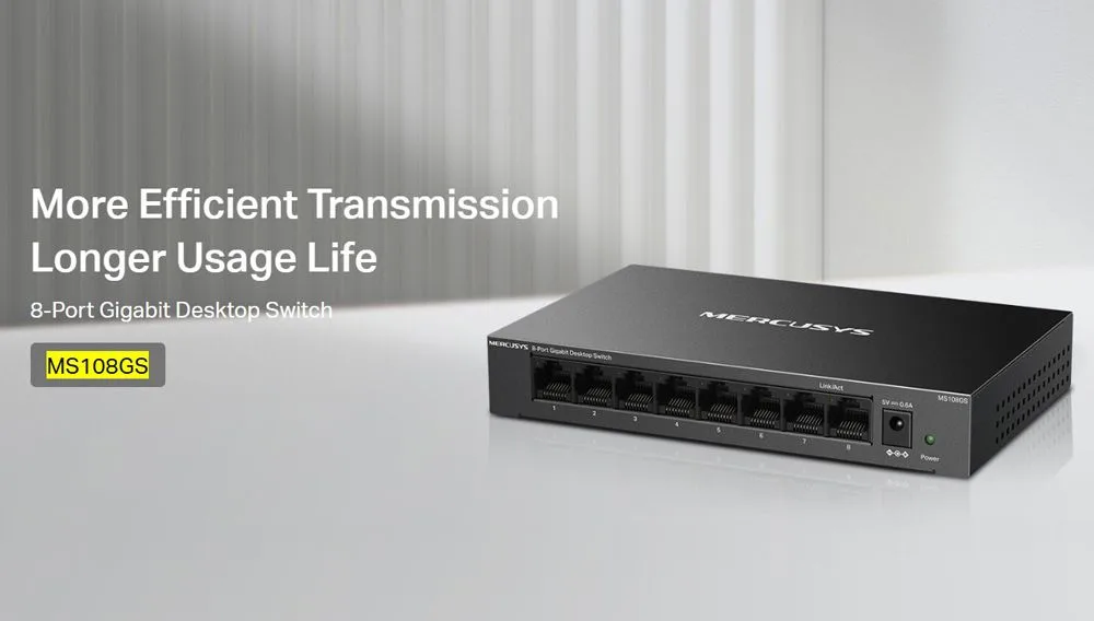 MERCUSYS desktop switch MS108GS, 8x Gigabit θύρες, V1.0 — εικόνα 2