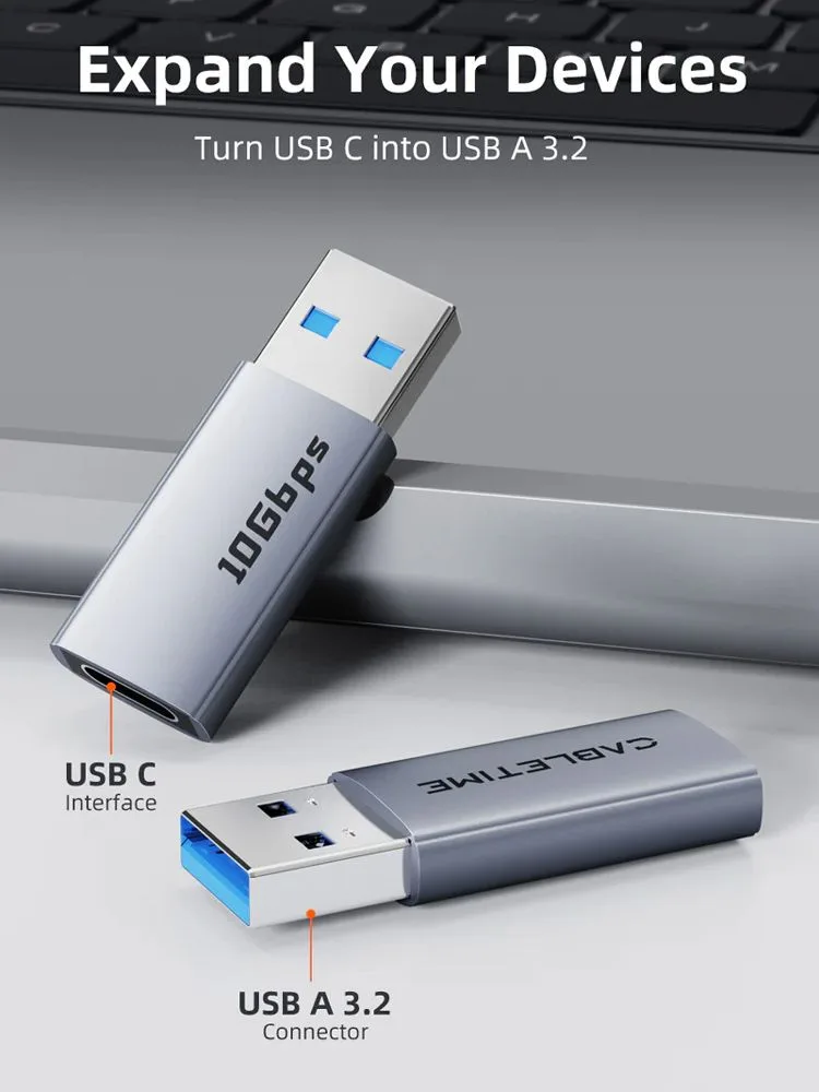 CABLETIME αντάπτορας USB-C σε USB CT-AMCF10-AG, 10Gbps, 3A, γκρι — εικόνα 2