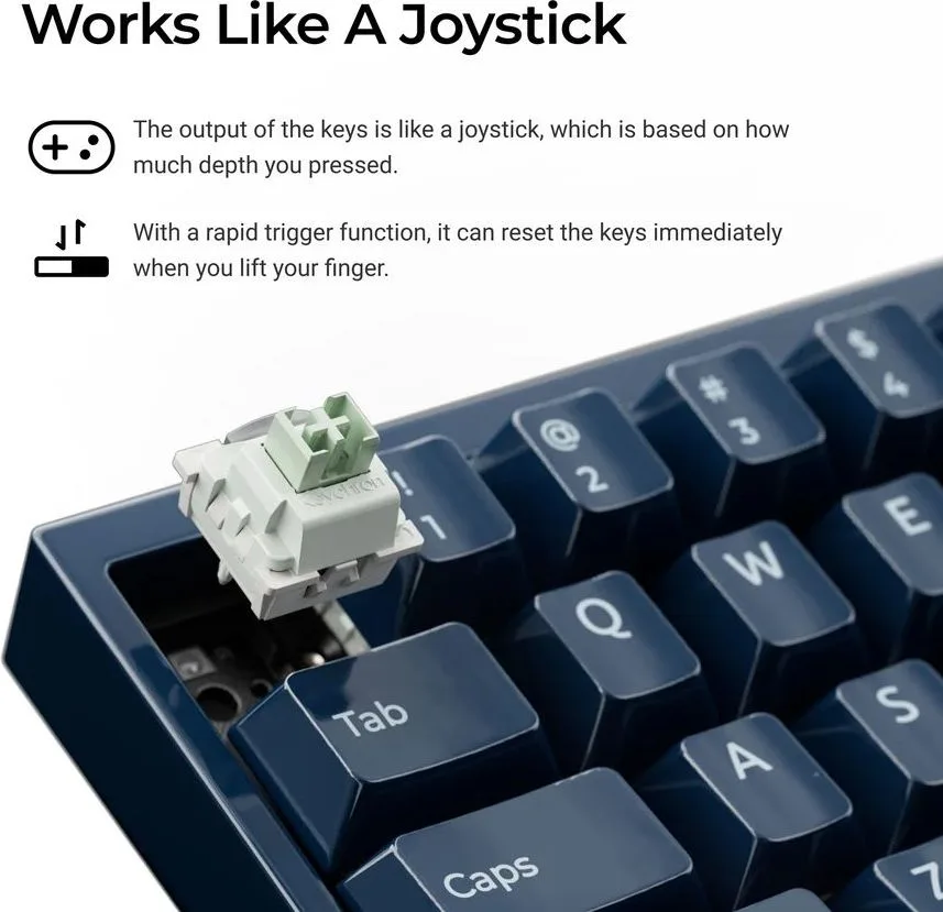 Keychron Q16 HE (Q16HW-J1) QMK Ceramic Custom Hall Effect Keyboard RGB Lime Switch 65% US Blue — εικόνα 3