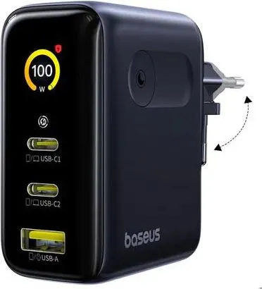 BASEUS Picogo AE21, σετ ΓΡΗΓΟΡΗΣ φόρτισης, 2 ΘΥΡΕΣ, με καλώδιο Type-C ΣΕ Type-C, 100W, μαύρο
