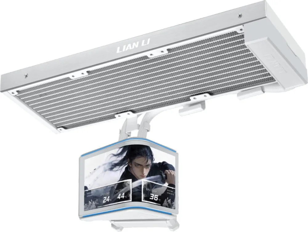 LIAN LI HydroShift II OLED Curved 360mm Fanless - AIO Water Cooling - 6.67" 2Κ Display - White — εικόνα 3