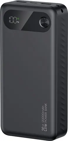 USAMS power bank CD251 με οθόνη, 3x θύρες εξόδου, 20000mAh, PD20W, μαύρο