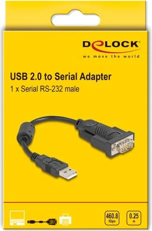 DELOCK αντάπορας USB σε RS-232 64276, 460.8Kbps, 0.25m, μαύρος — εικόνα 4
