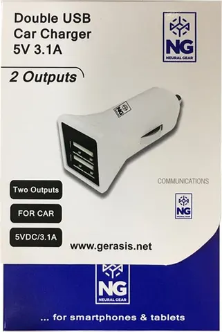 NG φορτιστής ΑΥΤΟΚΙΝΗΤΟΥ 2USB 5V 3.1A λευκό