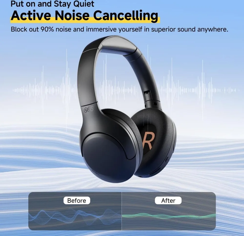 QCY H3 Lite Headset Black - ANC Noise Canceling 40mm drivers 68ms latency - 60h battery — εικόνα 3