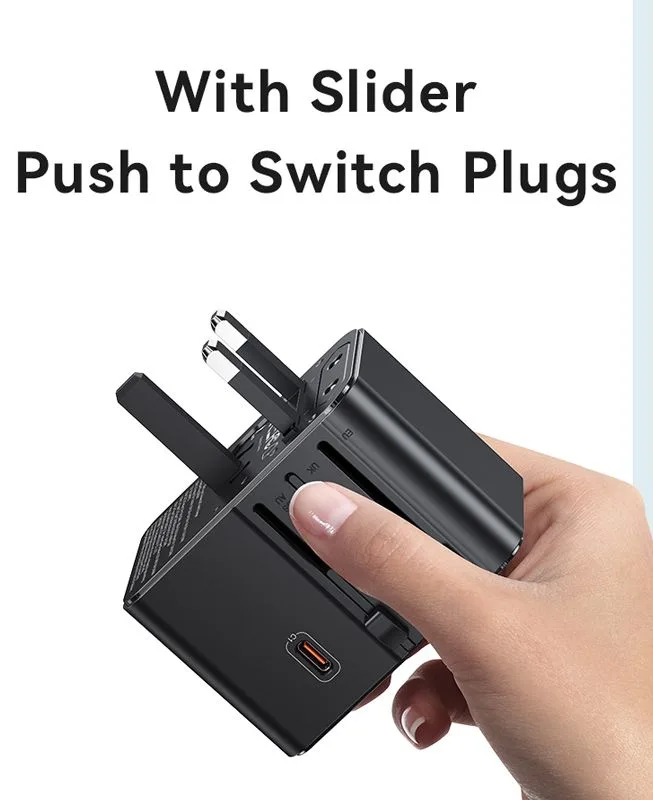 USAMS φορτιστής/αντάπτορας πρίζας CC309, USB & 2x USB-C, universal, 25W, μαύρος — εικόνα 5