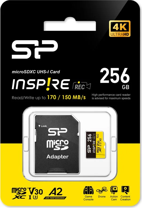 SILICON POWER κάρτα μνήμης microSDXC Inspire, 256GB, UHS-I U3 A1 V30 — εικόνα 2