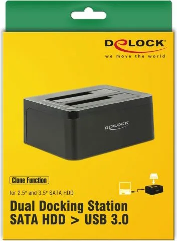 DELOCK docking station για 2.5" ή 3.5" SATA HDD/SSD 62661, 2 θέσεων, 6Gbps, clone function, μαύρο — εικόνα 6