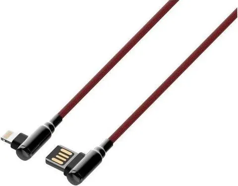 LDNIO καλώδιο φόρτισης LC421 ΓΩΝΙΑΚΟ βύσμα Lightning, κόκκινο