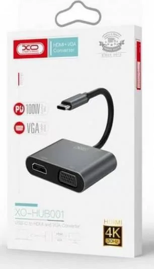 XO HUB001 4 IN 1 Typec TO HDMI/VGA/USB3.0/PD Charging — εικόνα 2