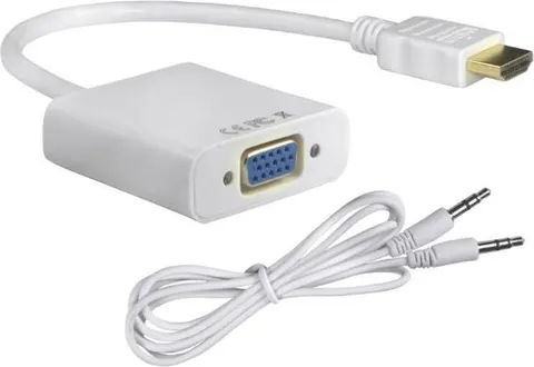 POWERTECH αντάπτορας HDMI σε VGA CAB-H072, καλώδιο 3.5mm, 0.20m, λευκός
