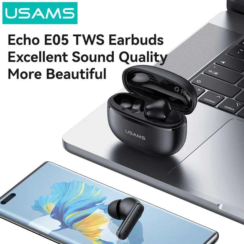 USAMS earphones με θήκη φόρτισης E05, True Wireless, BT 6.0, μαύρα — εικόνα 7