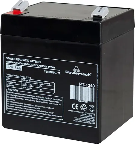 POWERTECH μπαταρία μολύβδου PT-1349, 12V 5Ah, T2