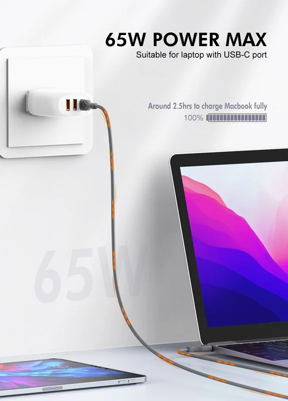 LDNIO καλώδιο USB-C σε USB-C LC811C, 65W PD, 1m, γκρι — εικόνα 2