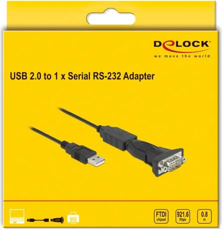 DELOCK αντάπτορας USB σε RS-232 DB9 61506 με καλώδιο USB, 0.8m, μαύρο — εικόνα 4