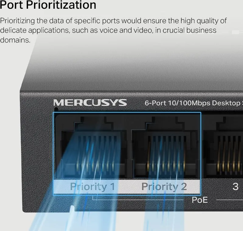 MERCUSYS Desktop Switch MS106LP, 6x 10/100 Mbps, PoE+, Ver. 1.0 — εικόνα 6