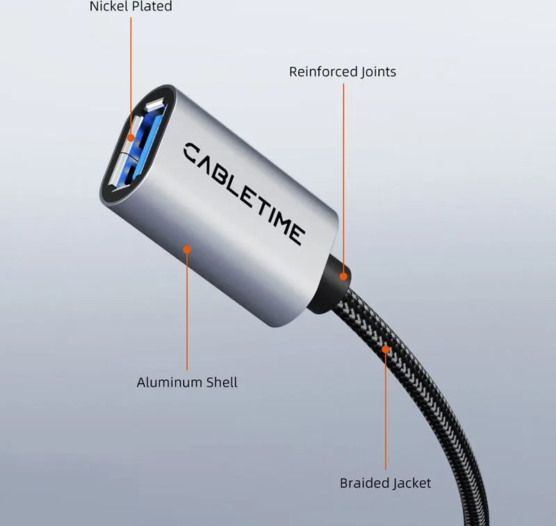 CABLETIME καλώδιο προέκτασης USB CT-AMAF1, 5Gbps, 3m, μαύρο — εικόνα 5
