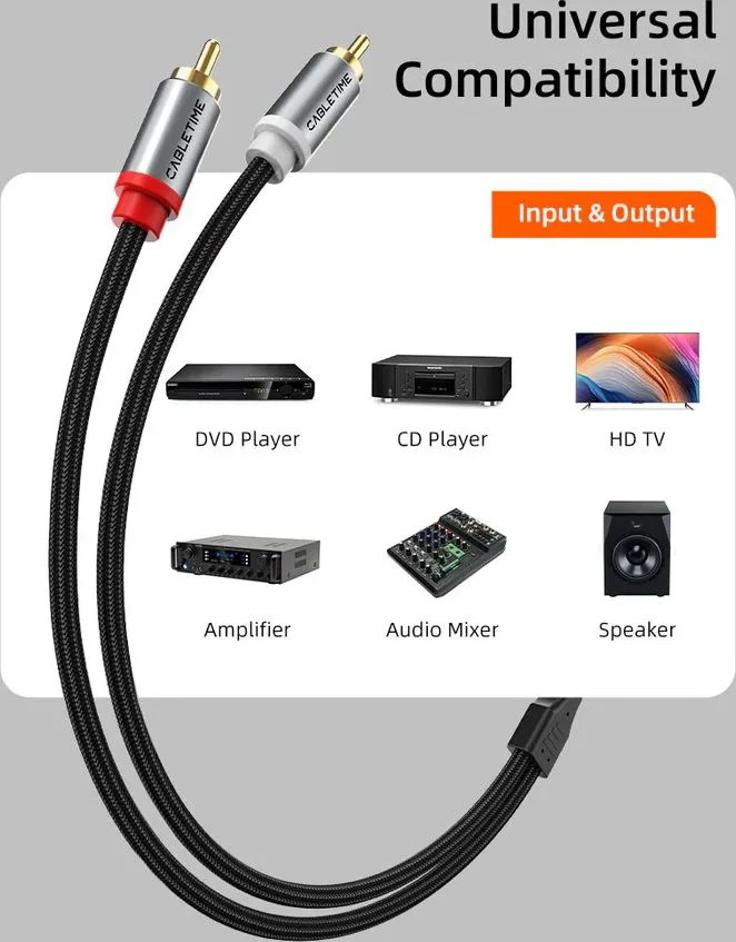 CABLETIME καλώδιο ήχου 2x RCA σε 2x RCA CT-RCA, 3m, μαύρο — εικόνα 6