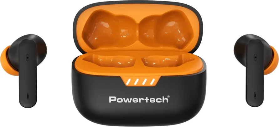 POWERTECH earphones με θήκη φόρτισης PT-1431, True Wireless, 40/400mAh, ANC & ENC, μαύρα — εικόνα 2