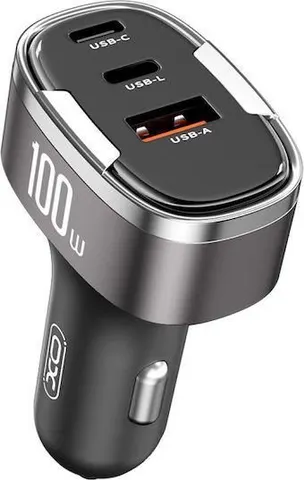 XO CC61 φορτιστής ΑΥΤΟΚΙΝΗΤΟΥ, 3 ΘΥΡΕΣ, 100W, ΜΑΥΡΟΣ