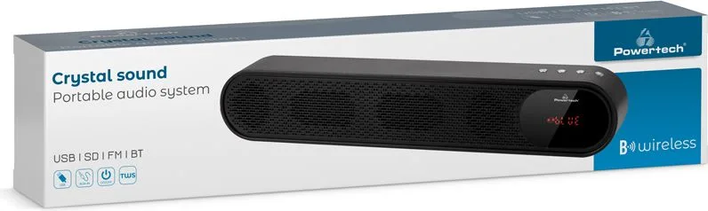 POWERTECH soundbar PT-986, 10W RMS, TWS, FM, 1200mAh, μαύρο — εικόνα 4