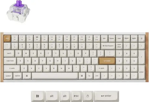 Keychron K4 HE (K4H-Q1) Special Wood Edition White Wireless Magnetic Hall Effect RGB Keyboard 96% US