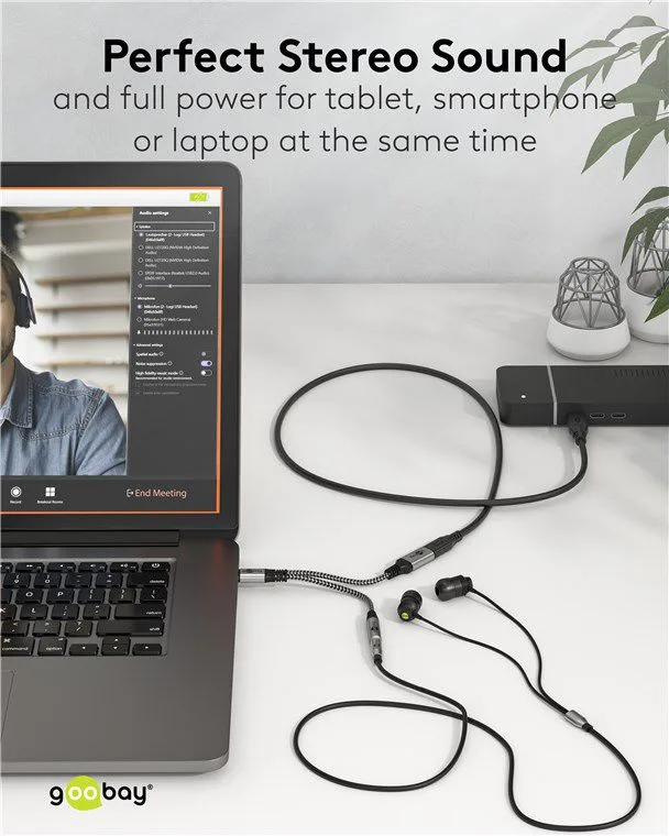 GOOBAY αντάπτορας USB-C σε 3.5mm & USB-C 74524, 60W, 480Mbps, γκρι — εικόνα 3