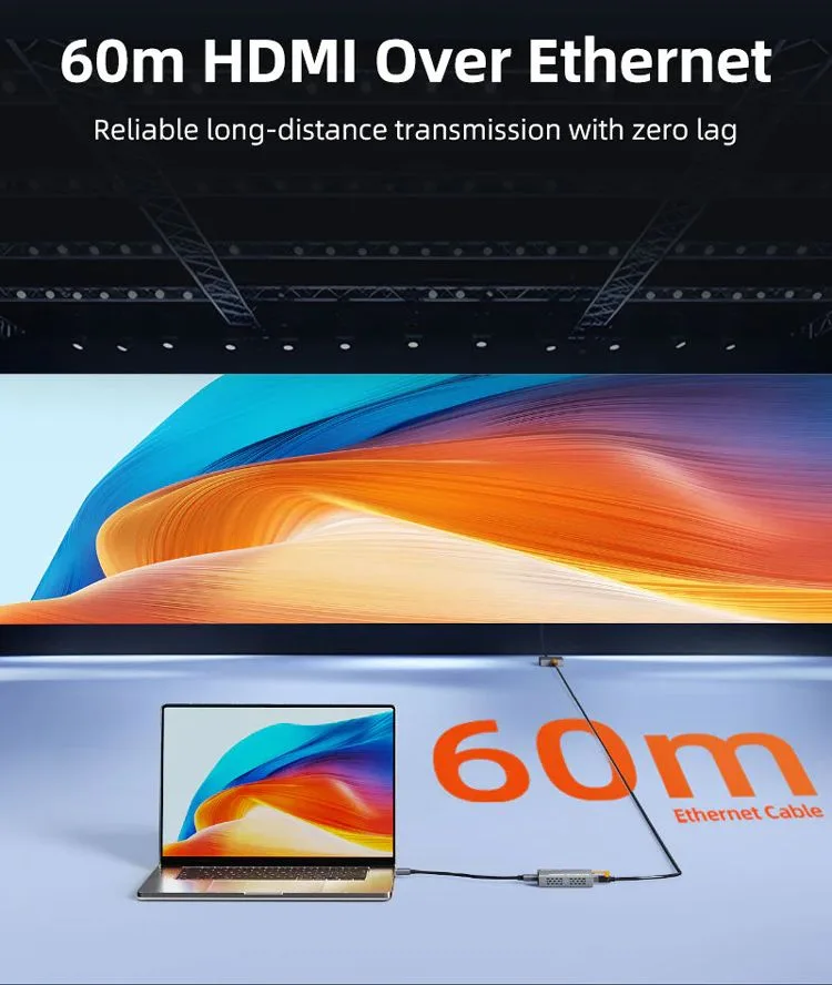 CABLETIME HDMI video extender CT-HEHD-FG60 μέσω καλωδίου RJ45, 1080p/60Hz, έως 60m — εικόνα 2