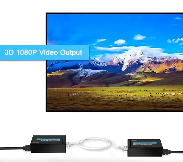 POWERTECH HDMI video extender CAB-H115 μέσω καλωδίου RJ45, 1080p, 60m — εικόνα 3