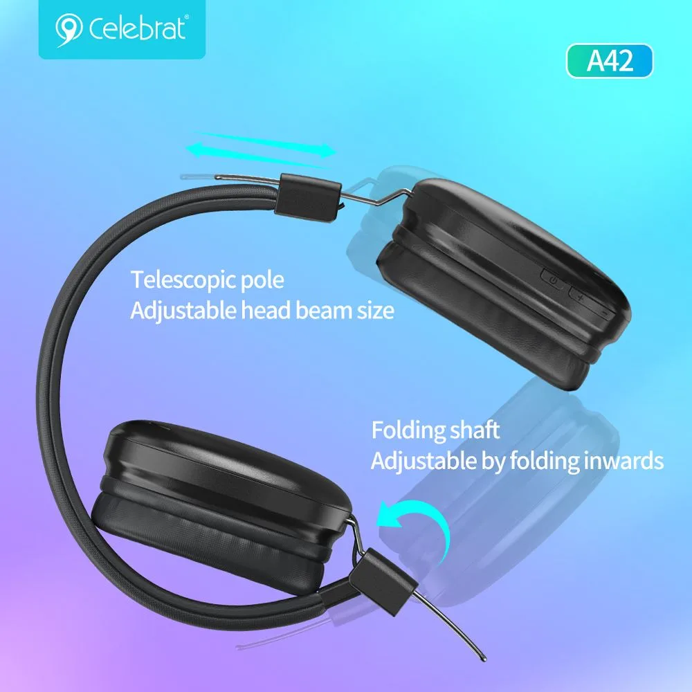 CELEBRAT headphones A42, ασύρματα & ενσύρματα, 40mm, 300mAh, μαύρα — εικόνα 2