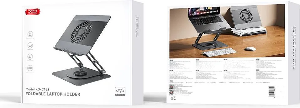 XO C182 ΜΕΤΑΛΛΙΚΗ βάση ΣΤΗΡΙΞΗΣ Laptop/tablet, με ΑΝΕΜΙΣΤΗΡΑ, ασημί — εικόνα 3