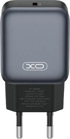XO L153 φορτιστής 20W, ΜΑΥΡΟΣ