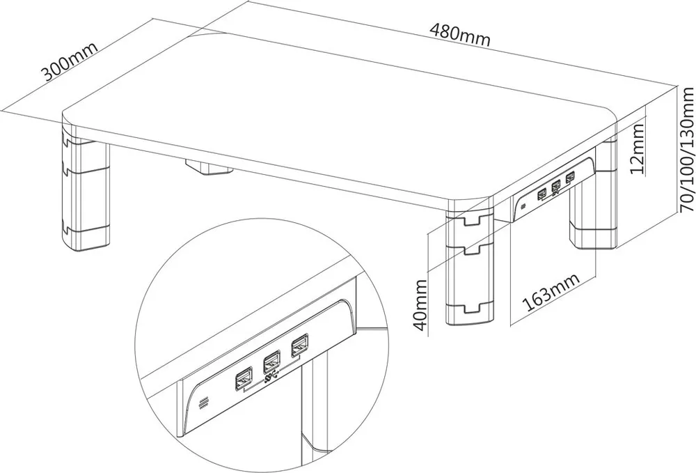 BRATECK επιτραπέζια βάση AMS-7 για οθόνη 17-32", 3x USB 3.0, 20kg — εικόνα 5