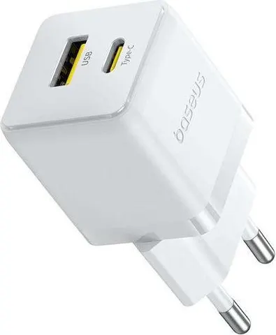 BASEUS Palm φορτιστής ΓΡΗΓΟΡΗΣ φόρτισης, 2 ΘΥΡΕΣ, 30W, ΛΕΥΚΟΣ