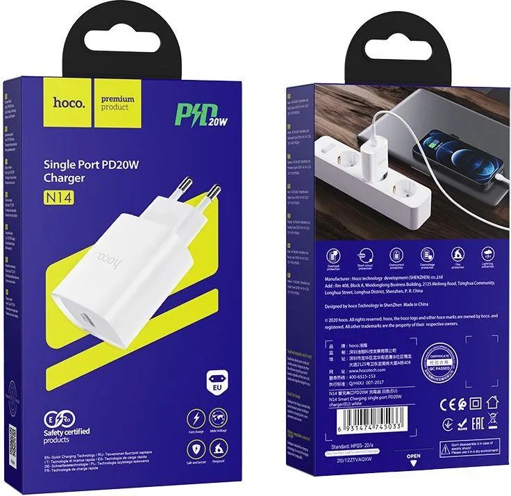 HOCO N14 φορτιστής Smart Charging, 1 θύρα, PD20W — εικόνα 3