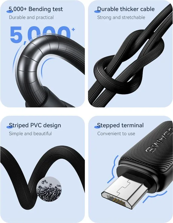 USAMS καλώδιο micro USB σε USB US-SJ690, 2A, 480Mbps, 1m, λευκό — εικόνα 4