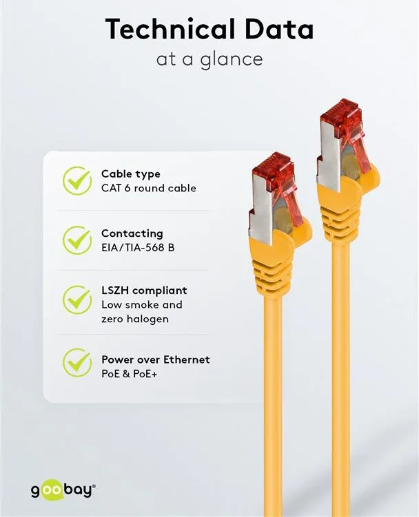 GOOBAY καλώδιο δικτύου 92453, CAT 6 S/FTP, copper, 250MHz, 0.15m, κίτρινο — εικόνα 6