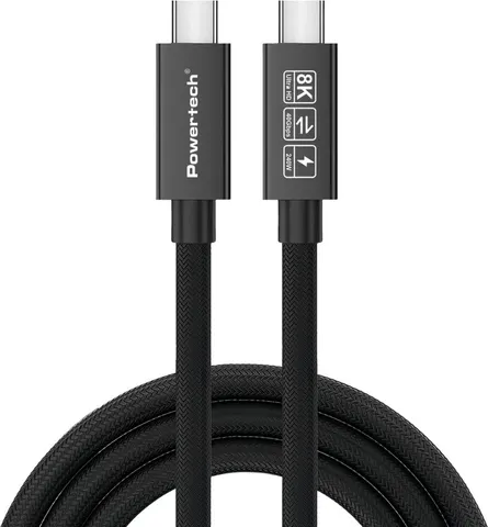 POWERTECH καλώδιο USB-C PTR-0165, USB4, 240W, 40Gbps, 8K/60Hz, 1m, μαύρο
