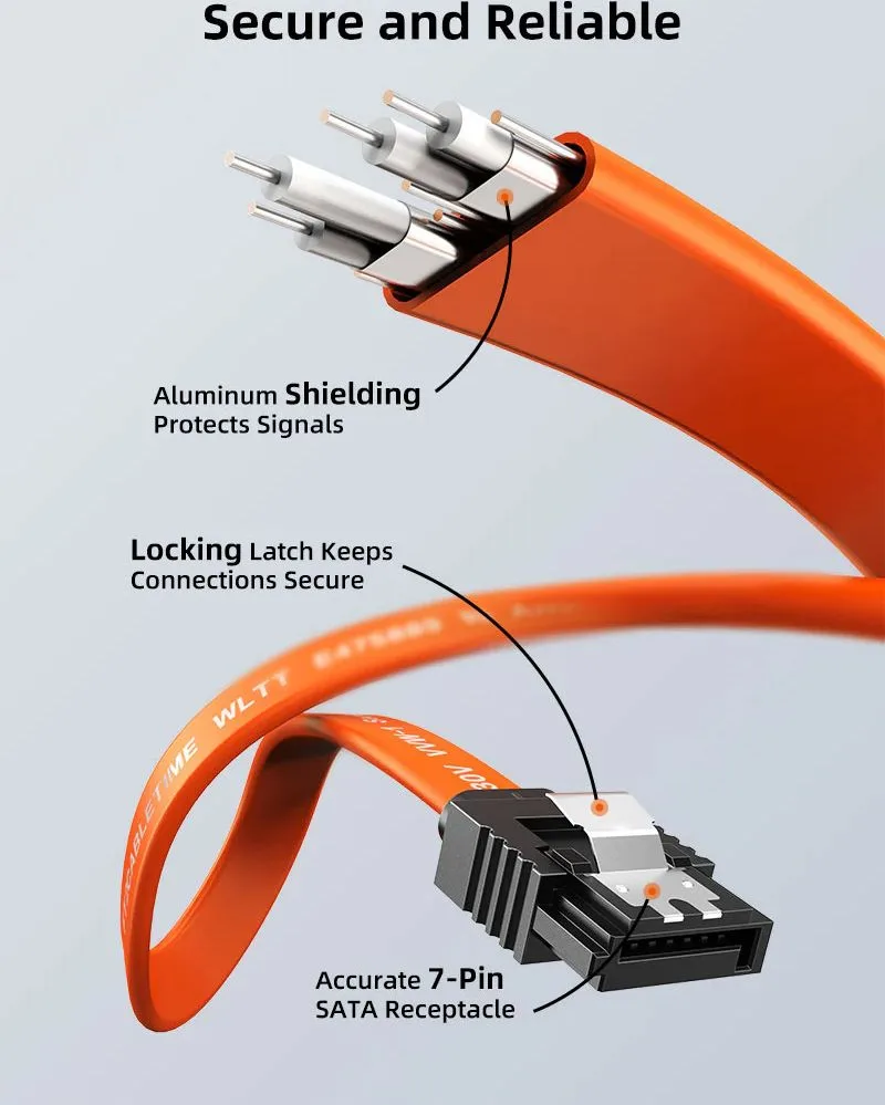 CABLETIME καλώδιο SATA III CT-SATA3R, γωνιακό, 6Gbps, 0.50m, πορτοκαλί — εικόνα 5