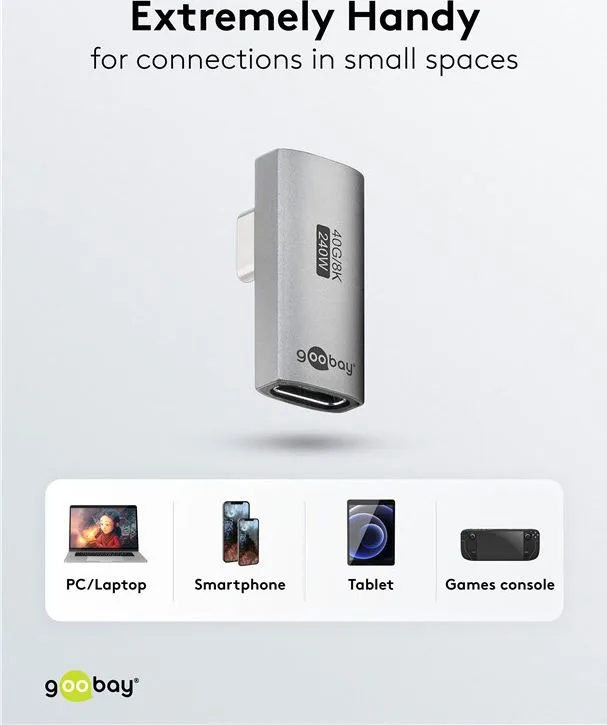 GOOBAY αντάπτορας USB-C 74443, γωνιακός 90°, USB4, 240W, 40Gbps, 8K, γκρι — εικόνα 7