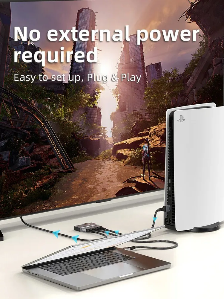 CABLETIME HDMI switch CT-HS4K2-AG, 2 σε 1, 4K/60Hz, bi-directional, γκρι — εικόνα 3