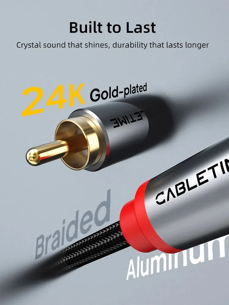 CABLETIME καλώδιο ήχου 2x RCA σε 2x RCA CT-RCA, 3m, μαύρο — εικόνα 3