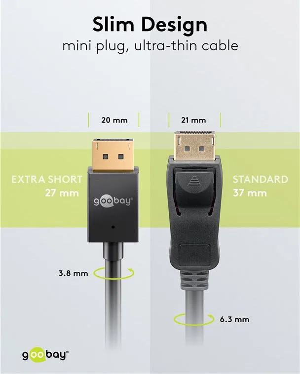 GOOBAY καλώδιο DisplayPort 77443, 8K/120Hz, 40 Gbps, 2m, μαύρο — εικόνα 5